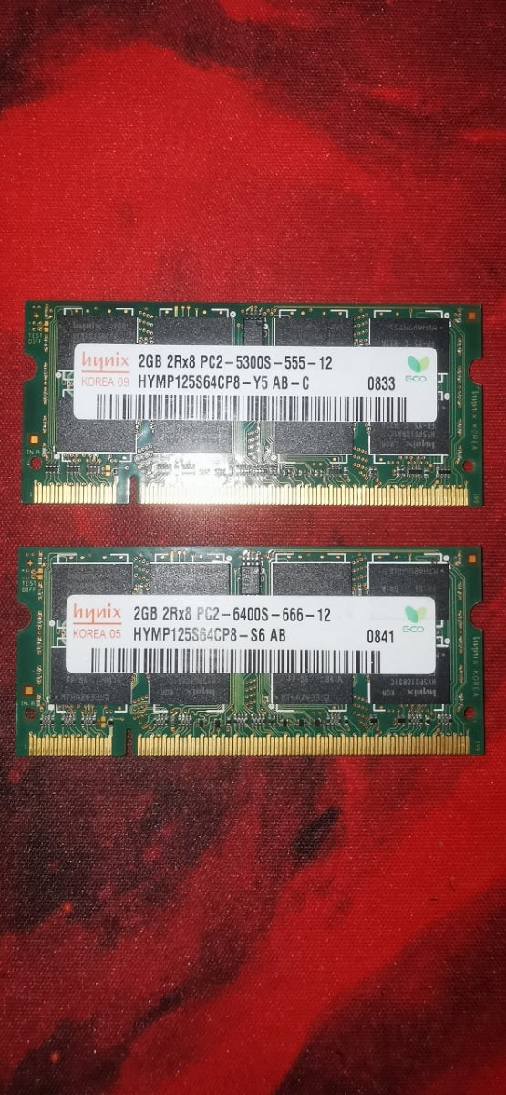  2 memorias ram ddr2 portátil 2gb cada una