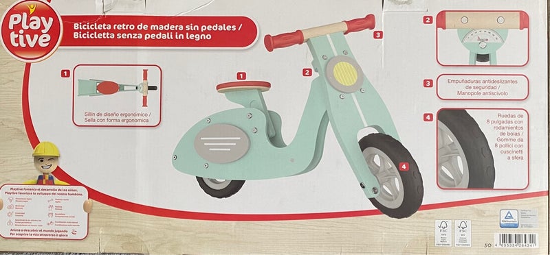 Bicicleta sin pedales retro madera