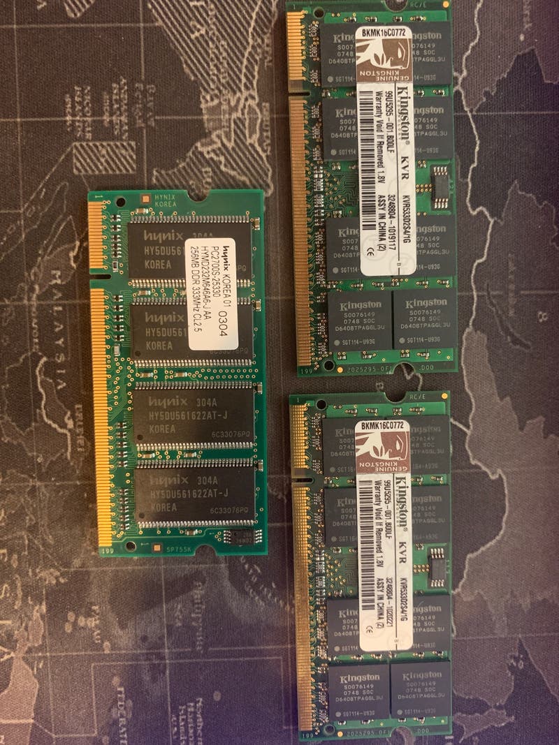 Memorias Ram  viejas para portatil
