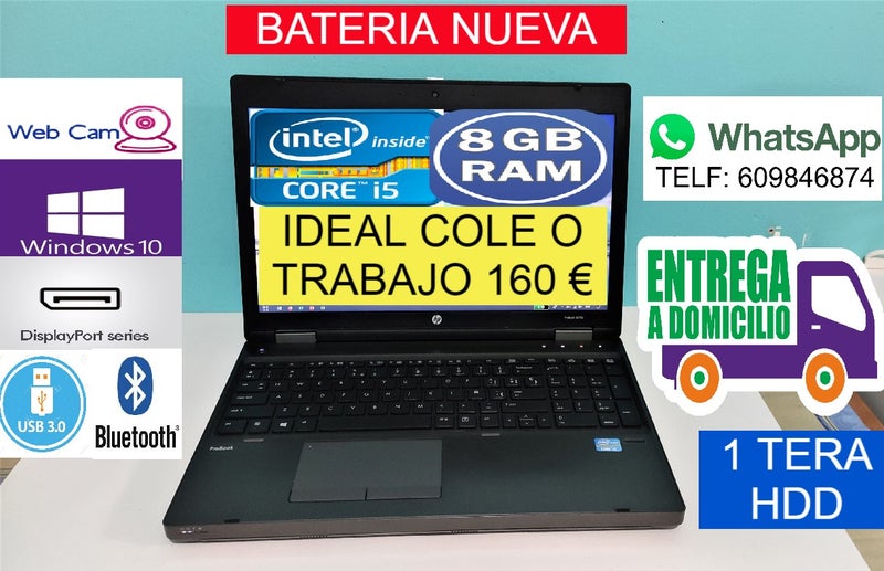PORTATIL BATERIA NUEVA CORE i5 CON 8GB RAM USB 3.0