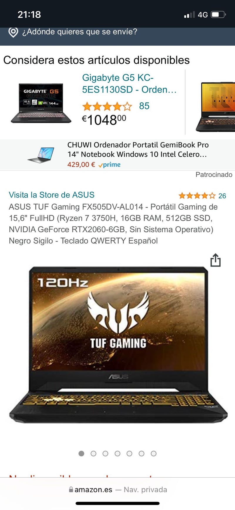 Portátil gamer ASUS TUF GAMING FX505DV-AL014 