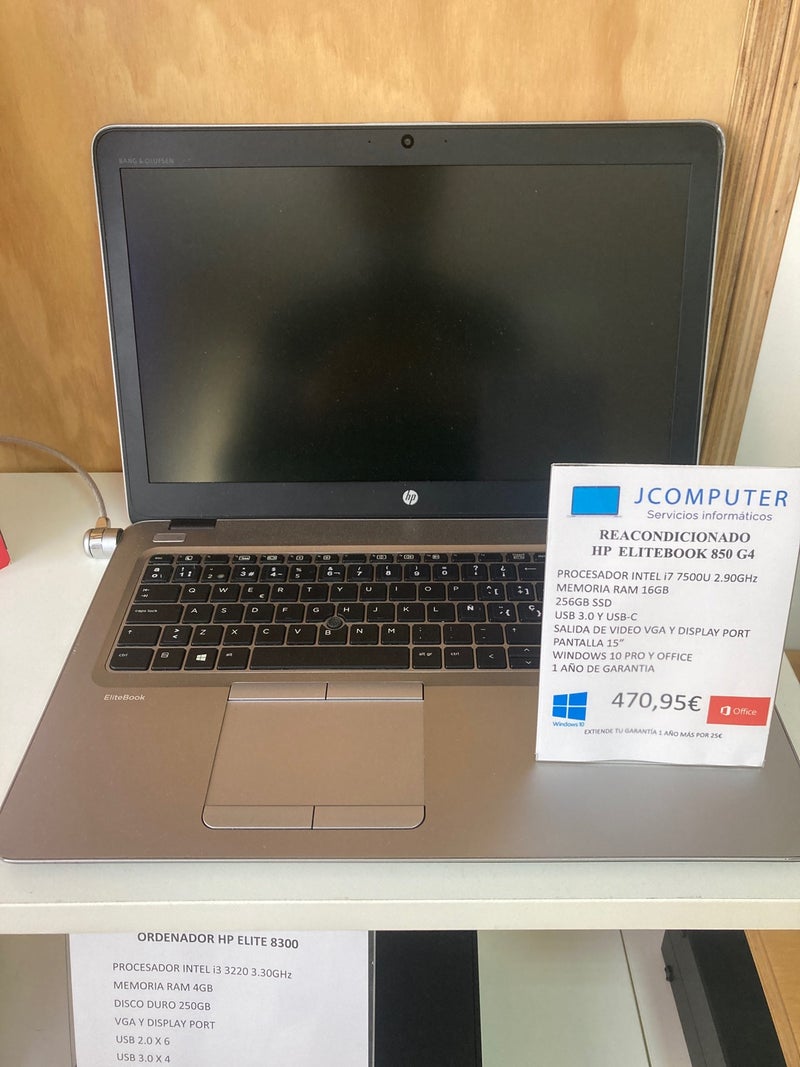 Portátil reacondicionado HP i7 7500 SSD y 16Gb RAM