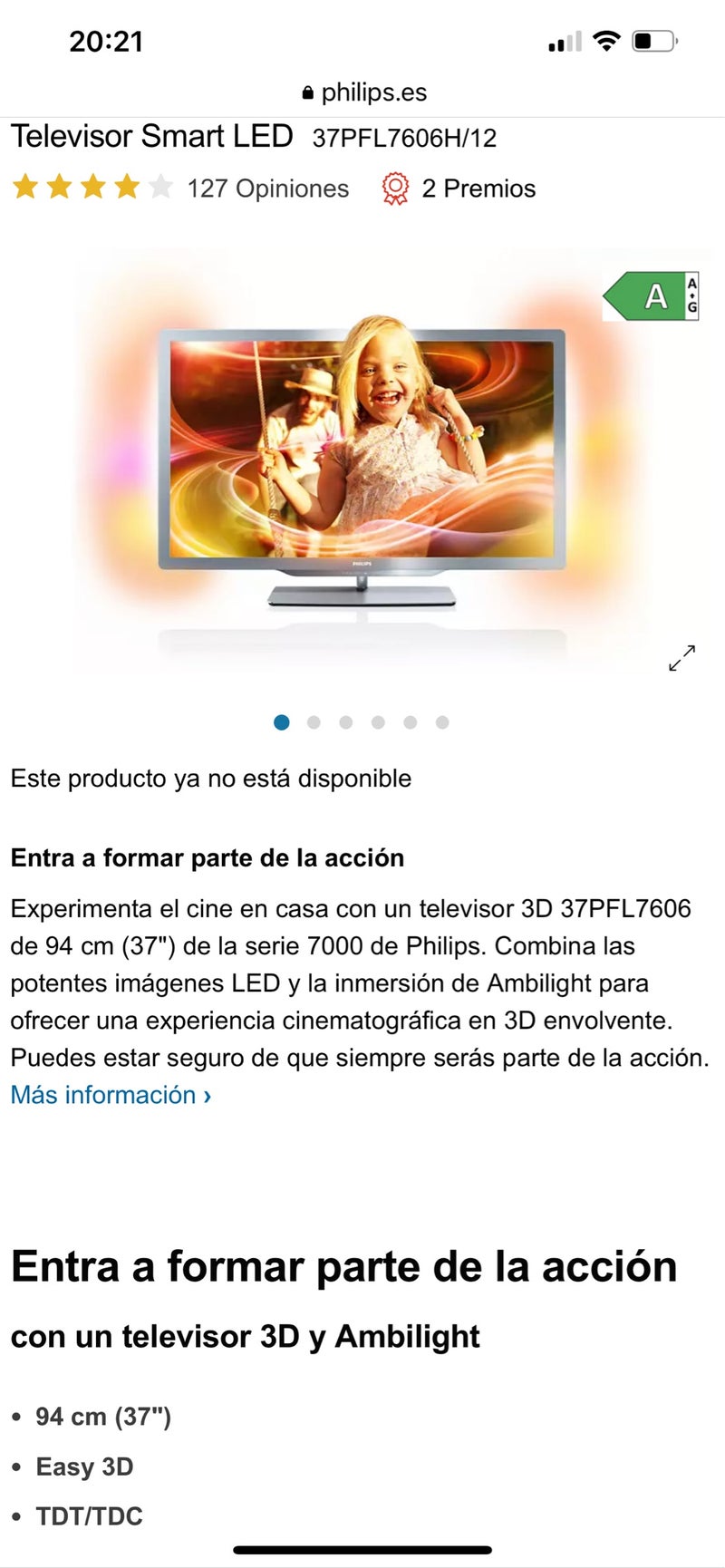 Televisor Smart Led Philips 37