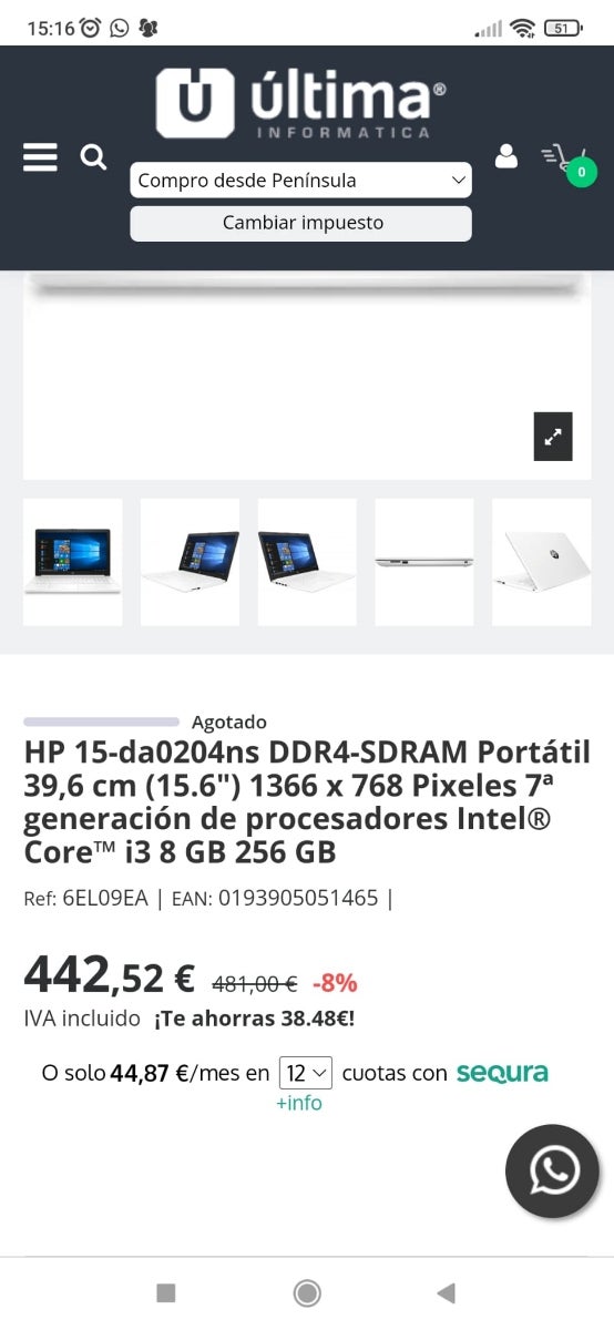 vendo o cambio portátil HP 